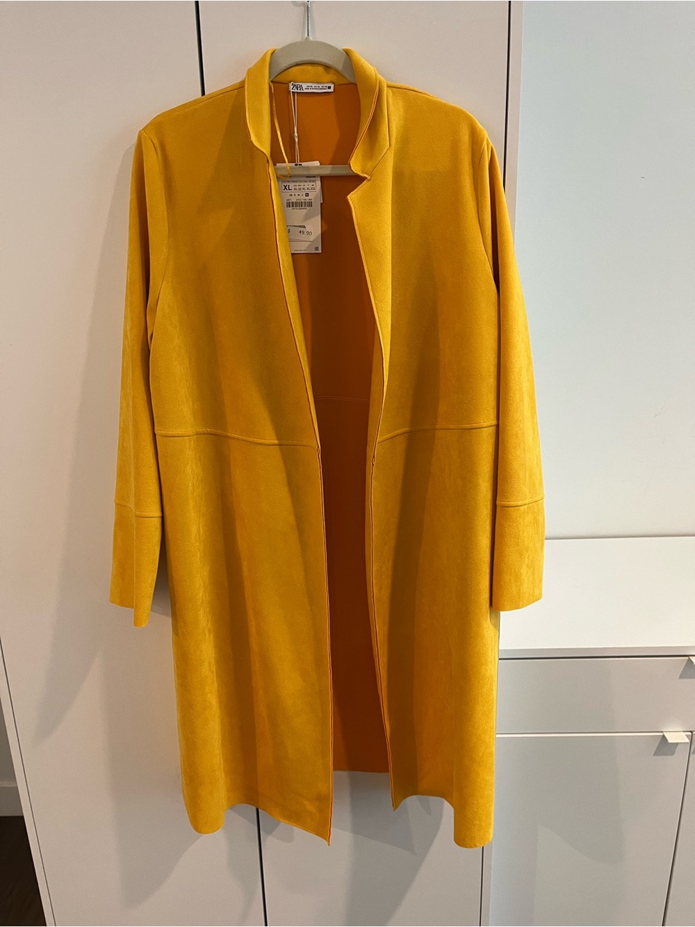 NWT - Zara Mustard Yellow Long Open-Front Coatigan/Cardigan - Picture 4 of 4